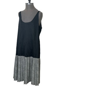 Vtg ILSE M. Midi Flared Dress Animal print and Black Size L / XL Made in USA